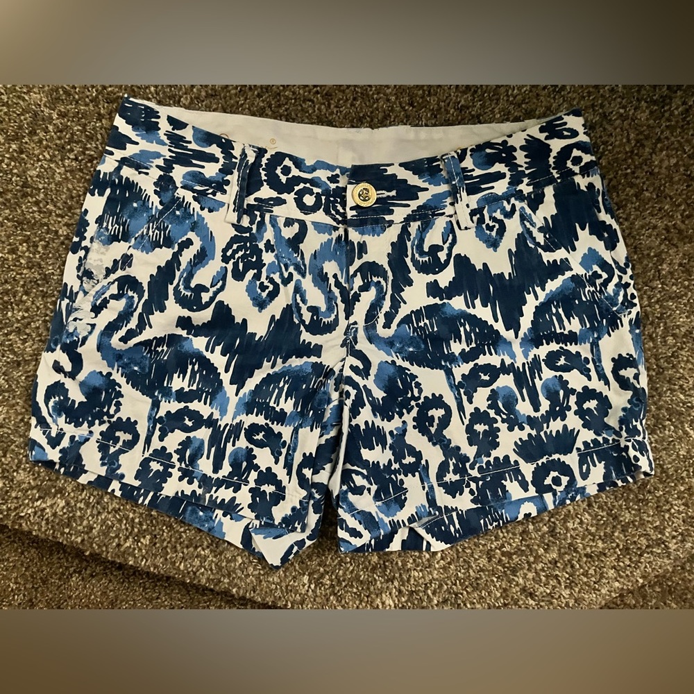 EUC Size 2 Lilly Pulitzer Callahan Shorts in Blue Flamingo